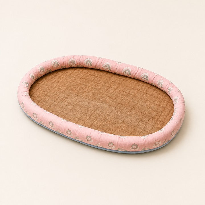 WanderPaws Neutral Linen Oval Pet Bed