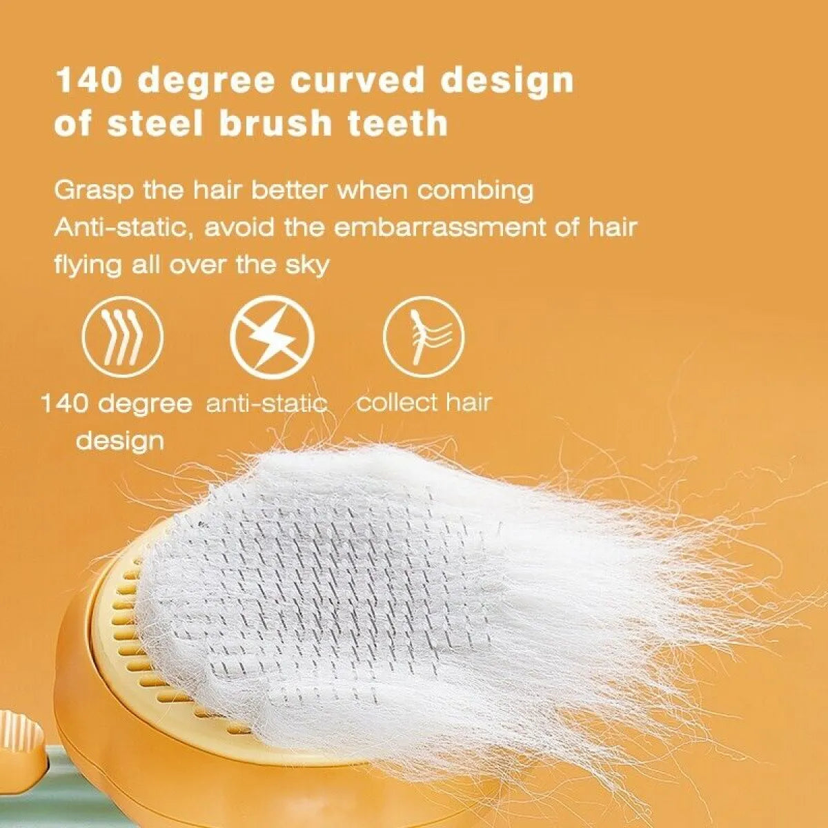 WanderPaws Pumpkin Self-Cleaning Slicker Brush curved steel brush teeth