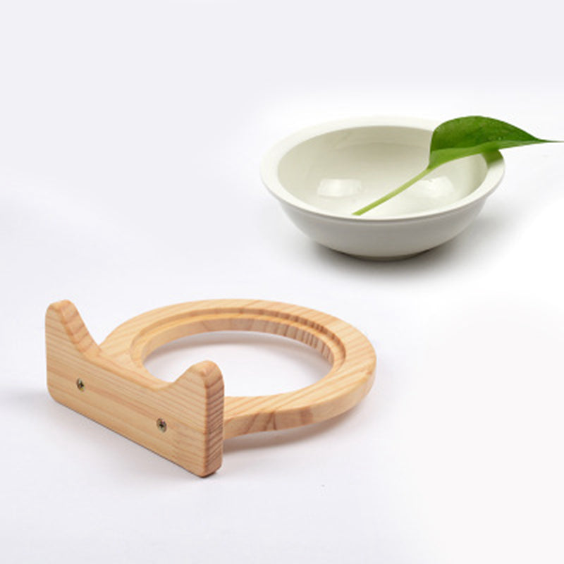 Natural Wood Mounted Cat Bowl - Product