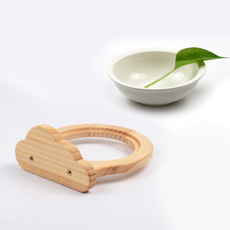 Natural Wood Mounted Cat Bowl - Detail