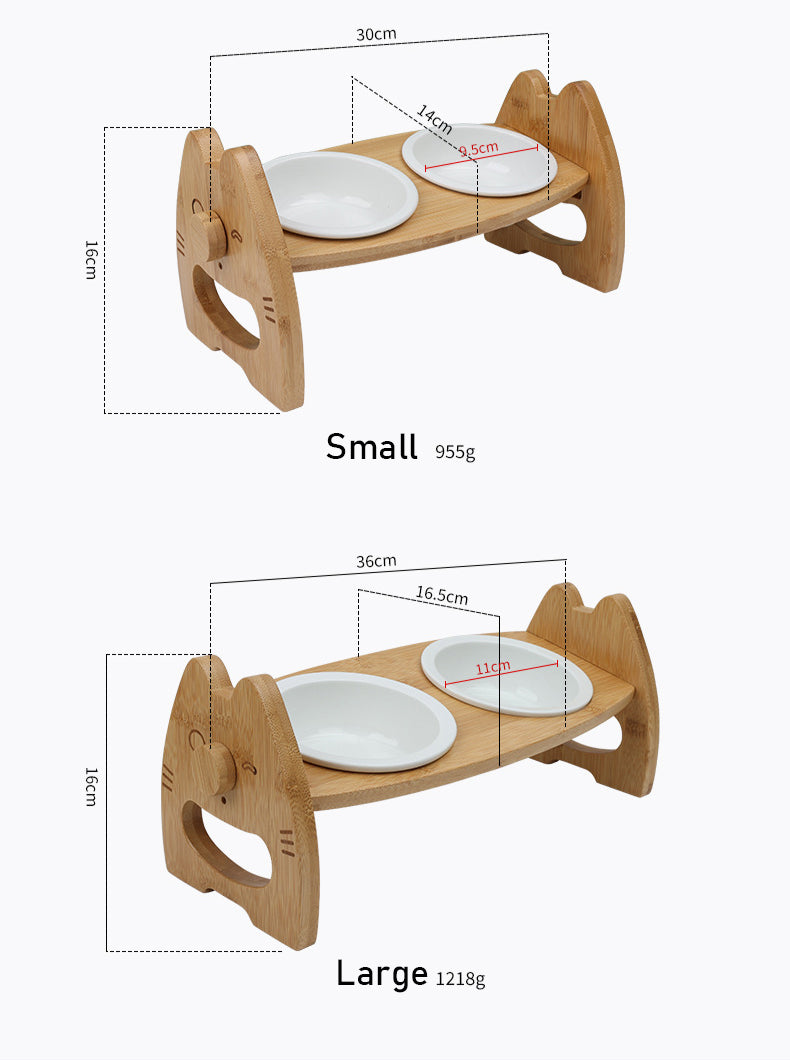 Elephant Wood Double Ceramic Bowl - Size