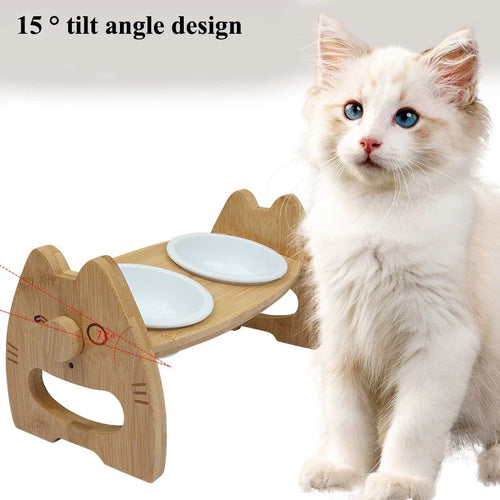Elephant Wood Double Ceramic Bowl - Product