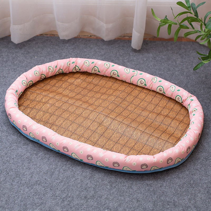 Neutral Linen Oval Pet Bed - Product