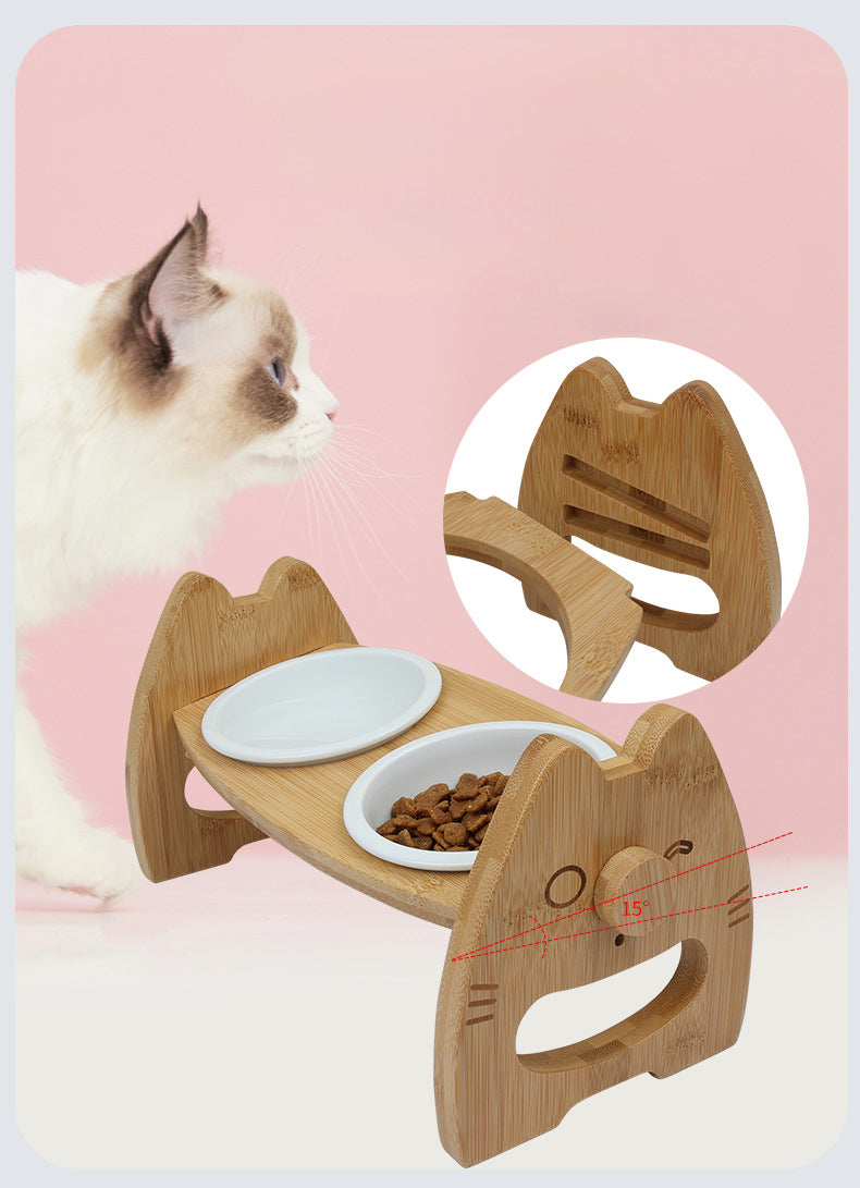 Elephant Wood Double Ceramic Bowl - Lifestyle