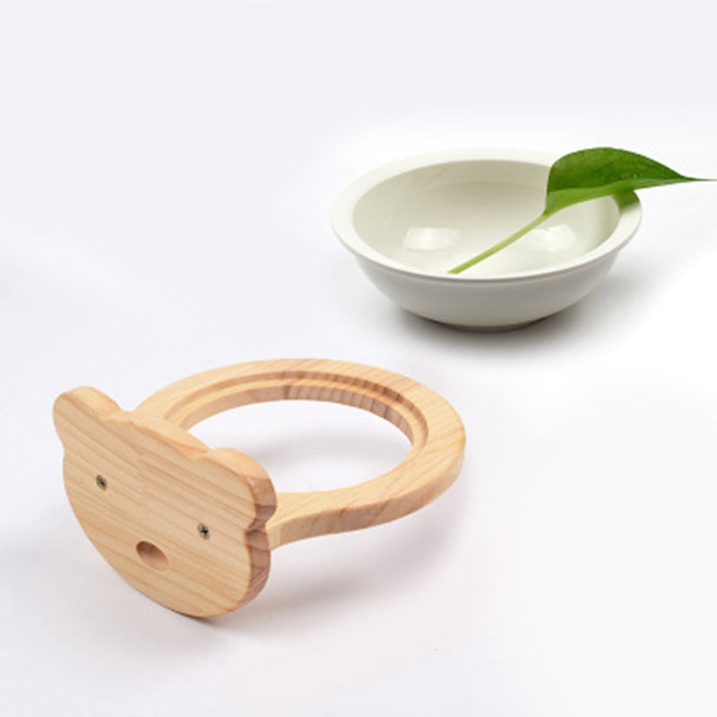 Natural Wood Mounted Cat Bowl - Detail